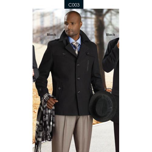 E. J. Samuel Black High Fashion Pea Coat C003
